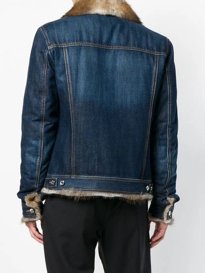 Shop Dolce & Gabbana Fur Lined Denim Jacket - Blue