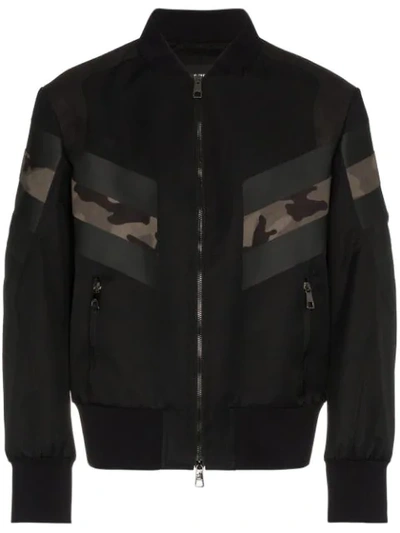 Shop Neil Barrett Panelled Bomber Jacket In Black