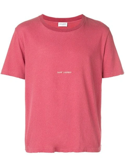 Shop Saint Laurent Logo Print T-shirt In Pink