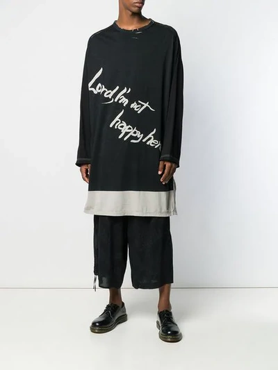 Shop Yohji Yamamoto Oversized Slogan Sweatshirt - Black