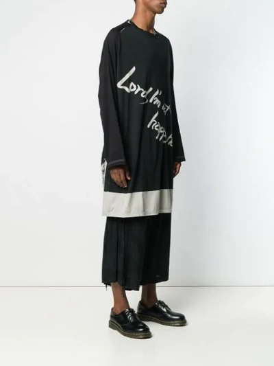 Shop Yohji Yamamoto Oversized Slogan Sweatshirt - Black