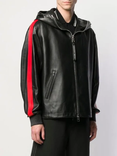 Shop Alexander Mcqueen Leather Hooded Jacket In Black