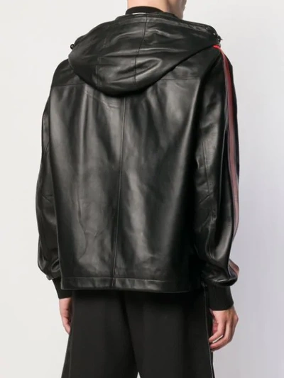 Shop Alexander Mcqueen Leather Hooded Jacket In Black