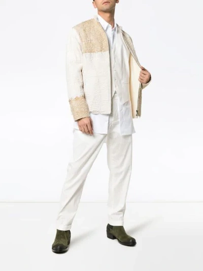 ANN DEMEULEMEESTER 短袖全棉排扣西式马甲层搭衬衫 - 白色