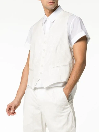 Shop Ann Demeulemeester Short-sleeved Cotton Button-down Waistcoat Shirt In White