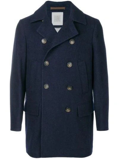 Shop Eleventy Double-breasted Buttoned Coat In Blue