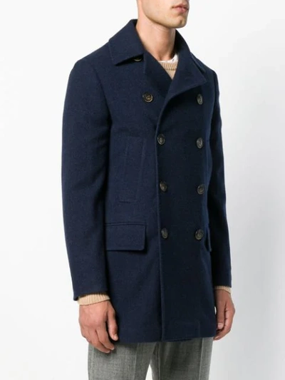 Shop Eleventy Double-breasted Buttoned Coat In Blue