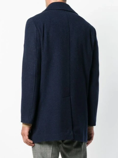 Shop Eleventy Double-breasted Buttoned Coat In Blue