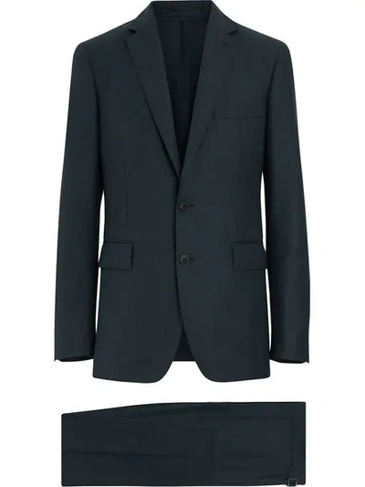 Shop Burberry Slim Fit Wool Mohair Silk Suit In Blue