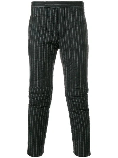 Shop Thom Browne Articulated Quilted Chalk-striped Flannel Trouser In Grey