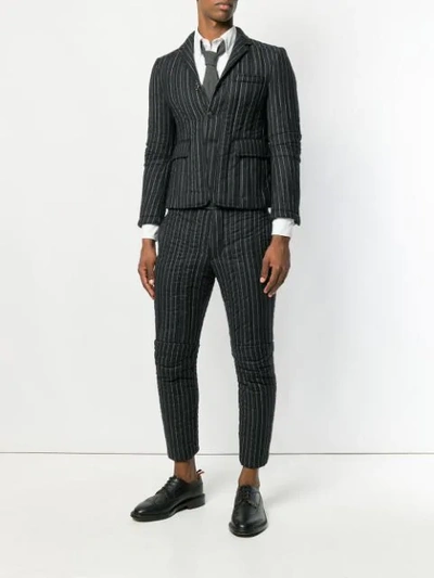 Shop Thom Browne Articulated Quilted Chalk-striped Flannel Trouser In Grey