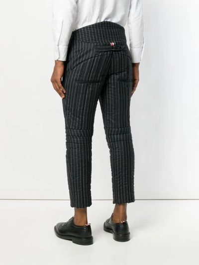 Shop Thom Browne Articulated Quilted Chalk-striped Flannel Trouser In Grey