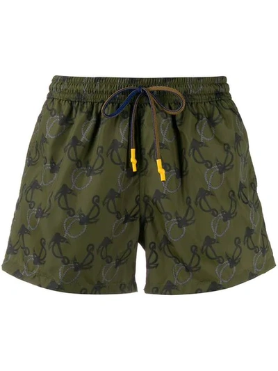 Shop Entre Amis Anchor Swimming Shorts In Green
