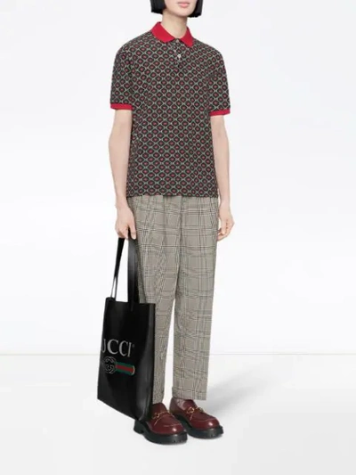 Shop Gucci Oversize Polo With Gg Star Print In Multicolour