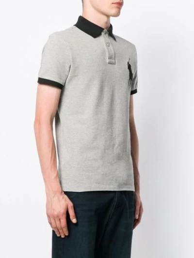 Shop Polo Ralph Lauren Logo Embroidered Polo Shirt In Grey