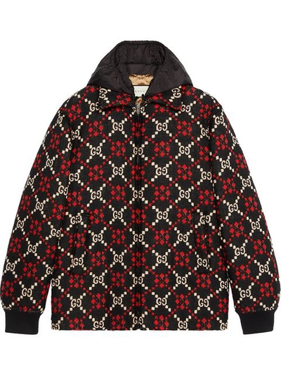 Shop Gucci Macro Gg Diamond Wool Jacket In Black