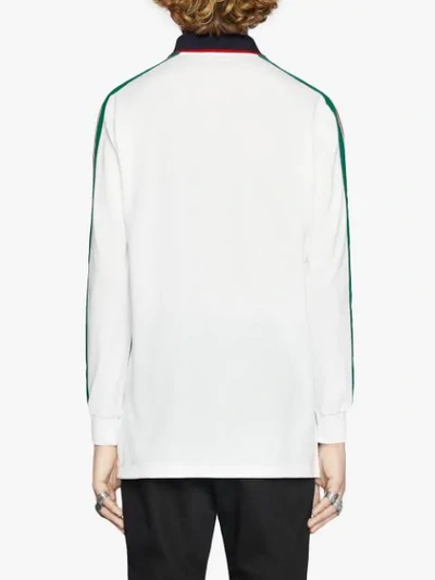 Shop Gucci Logo Stripe Polo Shirt - White