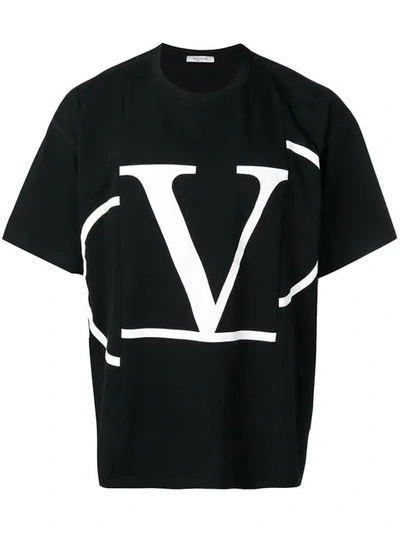 Shop Valentino Vlogo Print T-shirt In Black