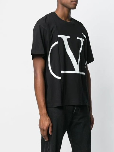 Shop Valentino Vlogo Print T-shirt In Black