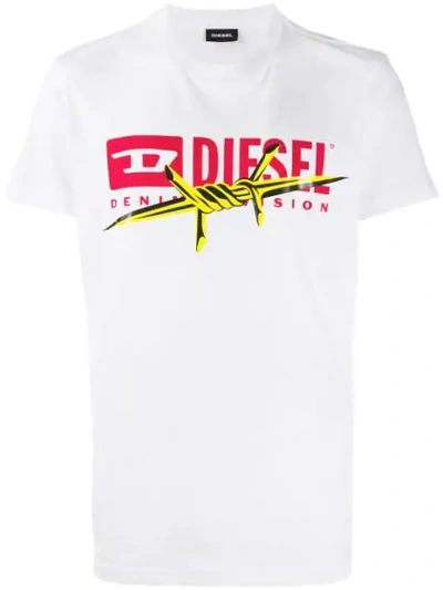 Shop Diesel Logo Print T-shirt In White
