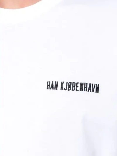 Shop Han Kjobenhavn Logo Embroidered Short Sleeved T-shirt In White