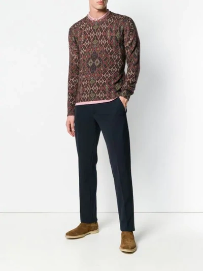 Shop Etro Patterned Knit Sweater - Red
