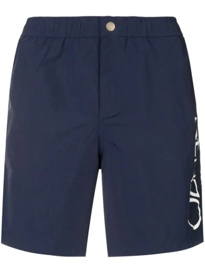 Shop Kenzo Logo Print Swim Shorts In Blue