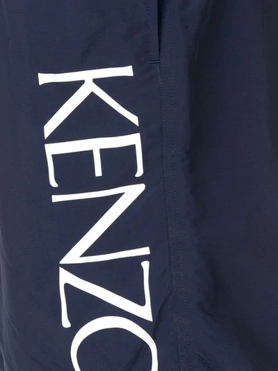 Shop Kenzo Logo Print Swim Shorts In Blue