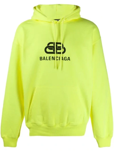 Shop Balenciaga Bb Logo Hoodie In Yellow