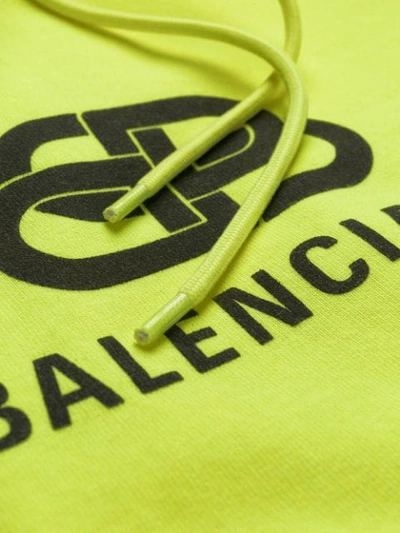Shop Balenciaga Bb Logo Hoodie In Yellow
