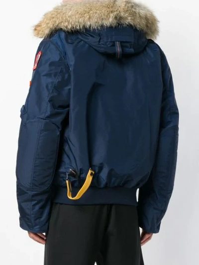 Shop Parajumpers Fur Trimmed Dip Front Jacket In Blue