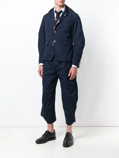 Shop Thom Browne Articulated Hooded Sport Coat In 415 Navy