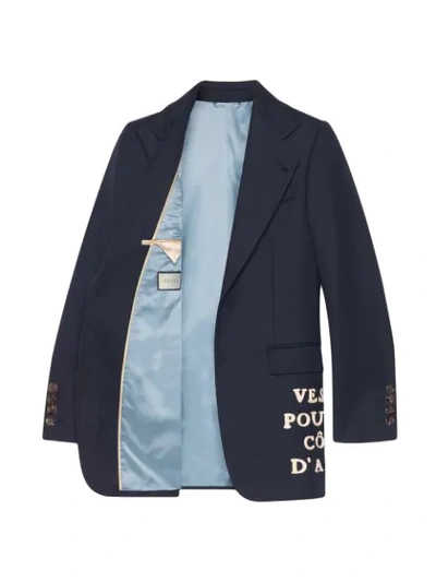 Shop Gucci Appliqué Twill Jacket In 4015 Blue