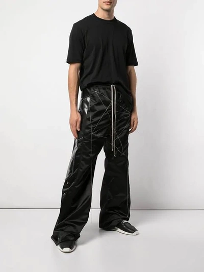 Shop Rick Owens Contrast Stitch Trousers In Black