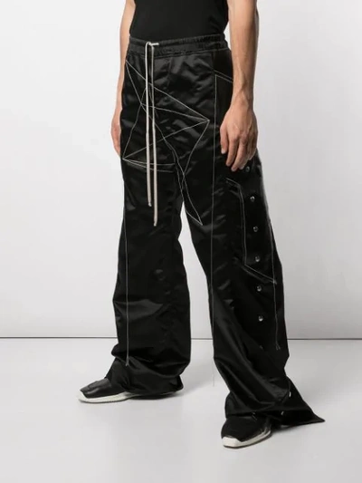 RICK OWENS CONTRAST STITCH TROUSERS - 黑色