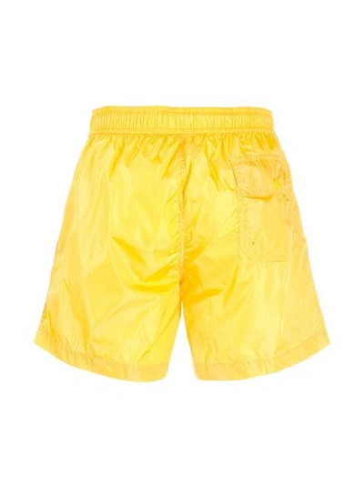 Shop Moncler Side Stripe Swimming Shorts In Yellow