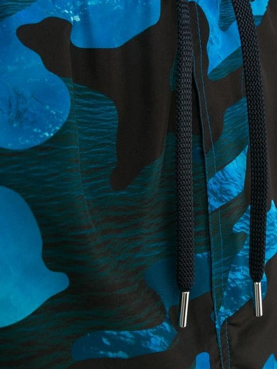 Shop Neil Barrett Dance Camouflage Print Swim Shorts In Blue