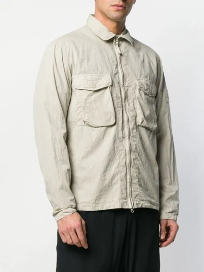 Shop Stone Island Crinkle-styled Shrt Jacket In Brown