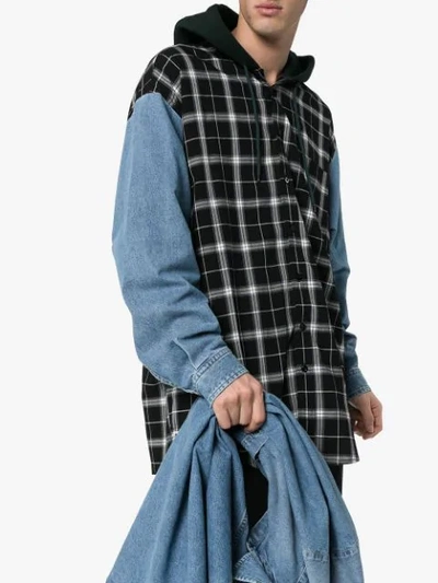 Shop Balenciaga Layered Denim Shirt In Blue