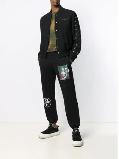 Shop Off-white Zipped Printed Bomber Jacket In Black