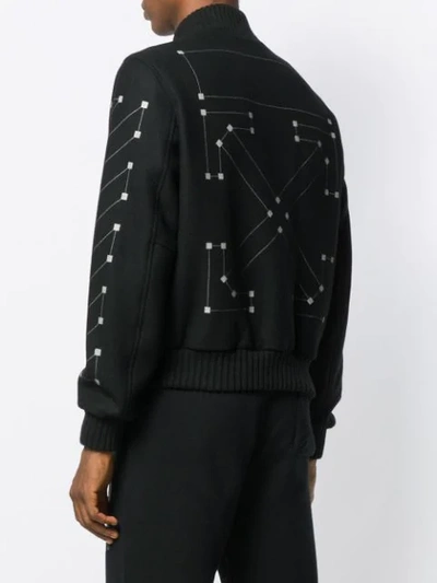 Shop Off-white Zipped Printed Bomber Jacket In Black