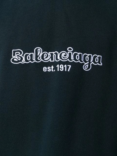 Shop Balenciaga Est. 1917 Logo Print Hoodie In Blue