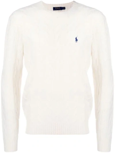 Shop Polo Ralph Lauren Cable-knit Jumper In White