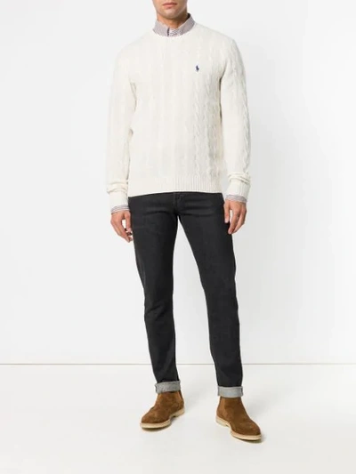 Shop Polo Ralph Lauren Cable-knit Jumper In White