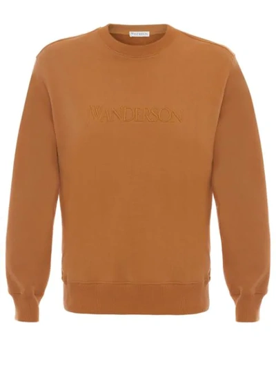 Shop Jw Anderson Logo Embroidered Sweatshirt In Brown