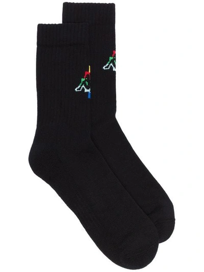 Shop Marcelo Burlon County Of Milan Marcelo Burlon X Kappa Logo Socks In 1088  Black Multicolor