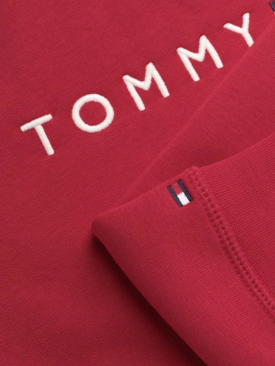 Shop Tommy Hilfiger Embroidered Logo Hoodie In Red