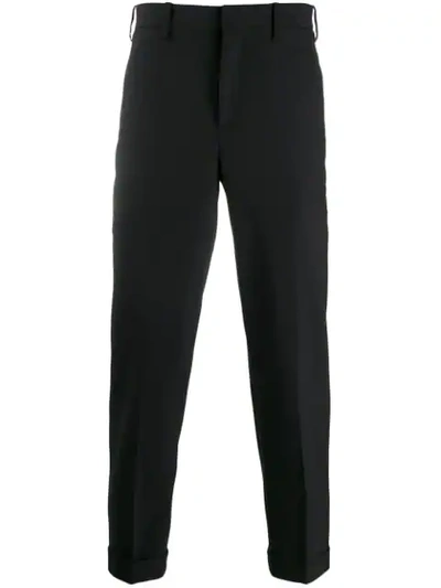 Shop Neil Barrett Tapered Tailored Trousers In 0101 Black + Black