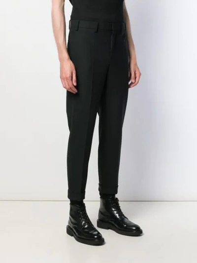 Shop Neil Barrett Tapered Tailored Trousers In 0101 Black + Black