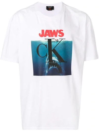 Shop Calvin Klein 205w39nyc Jaws Logo T-shirt In White